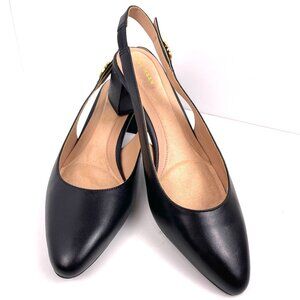 Cole Haan Go-to Slingback Pump 45 mm Womens Black Leather Shoes Size 9.5 B